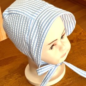 Seersucker Baby Bonnet